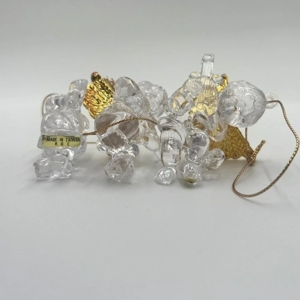 Set of 3 Clear Acrylic Cherub Angel Ornaments Christmas‎ Holiday Decoration